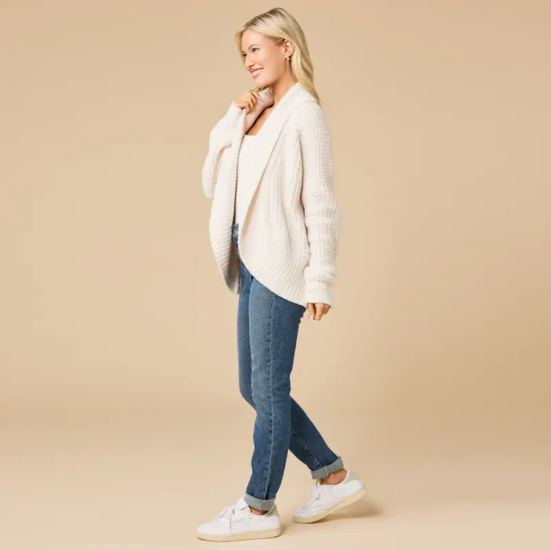 Softies Waffle Marshmallow Cocoon Cardigan