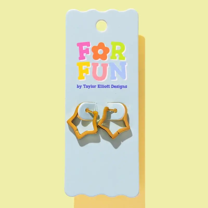 Taylor Elliott Designs For Fun-Huggie Earrings-Gold Stars