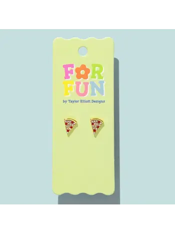 Taylor Elliott Designs For Fun-Stud Earrings-Pepperoni Pizza Slices