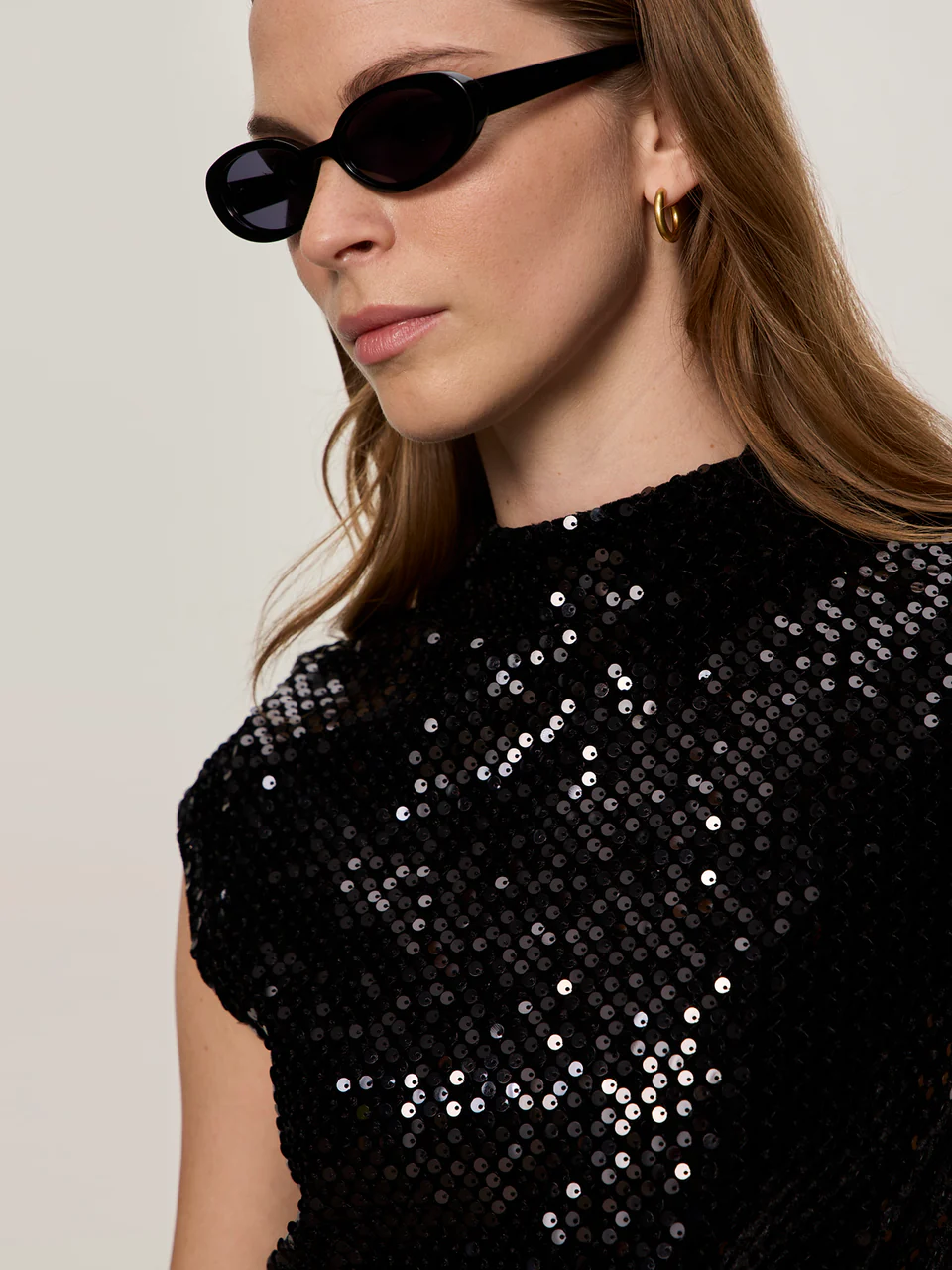 Sanctuary Funnel Neck Sequin Top
