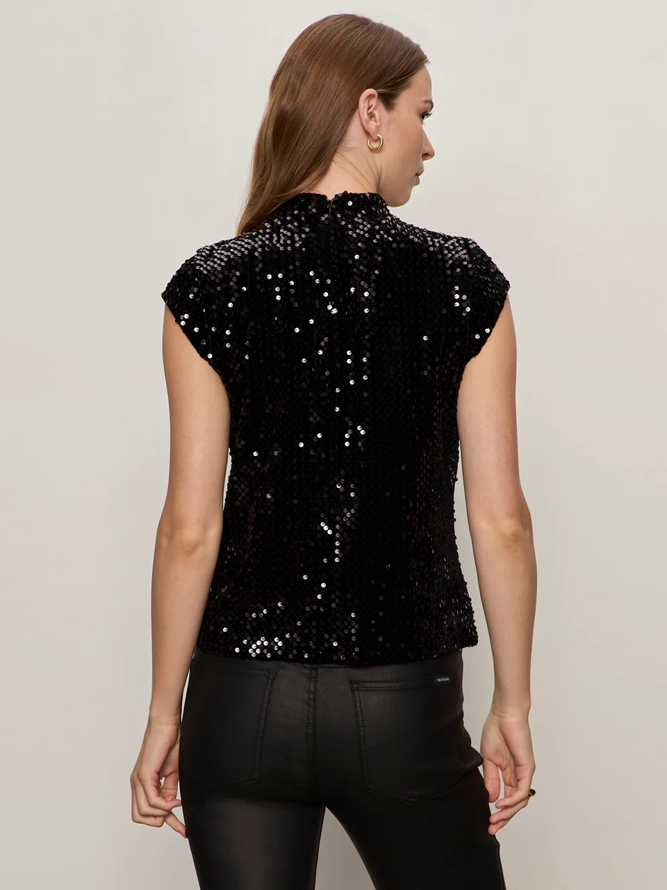 Sanctuary Funnel Neck Sequin Top
