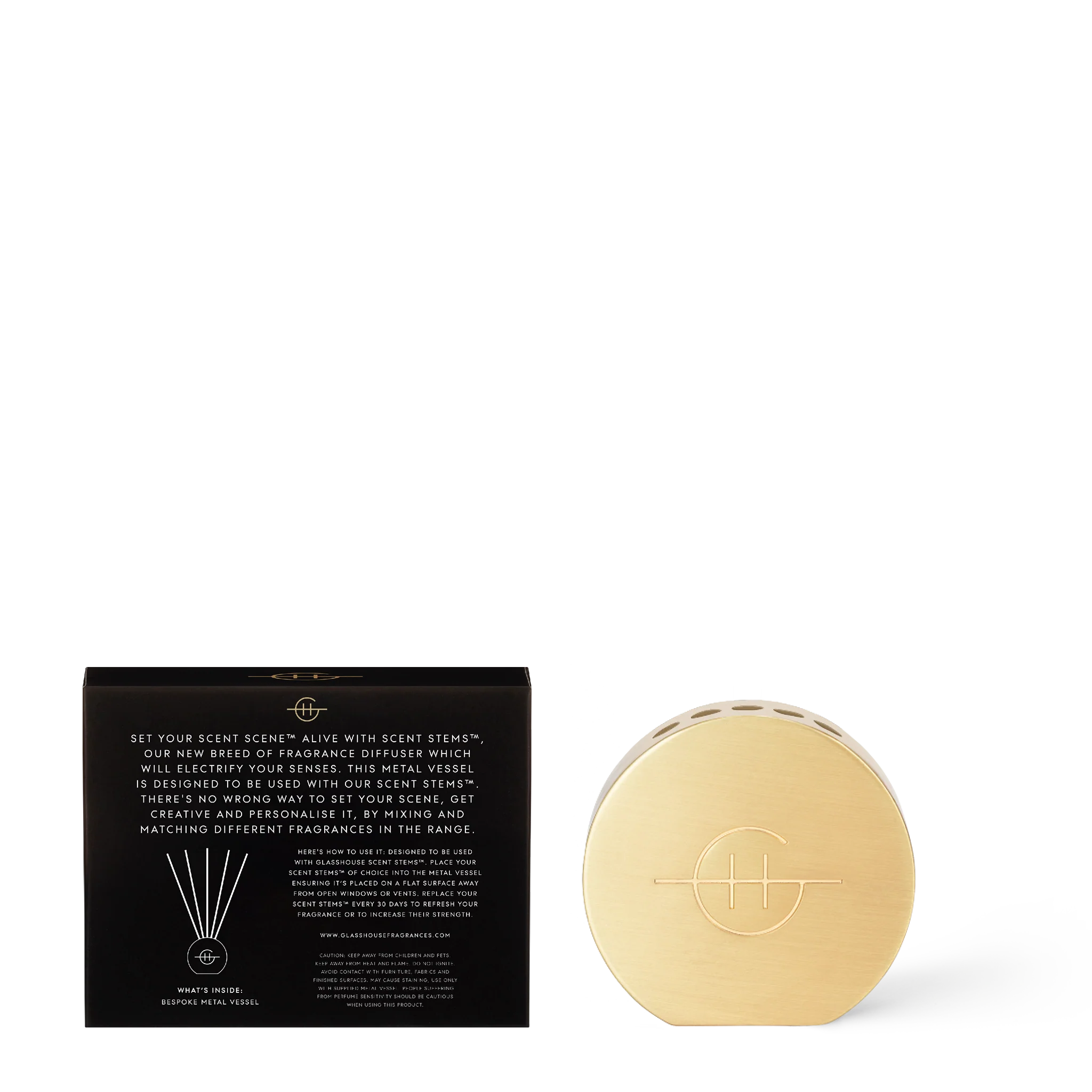 Glasshouse Fragrances Scent Scene Metal Vase-Gold