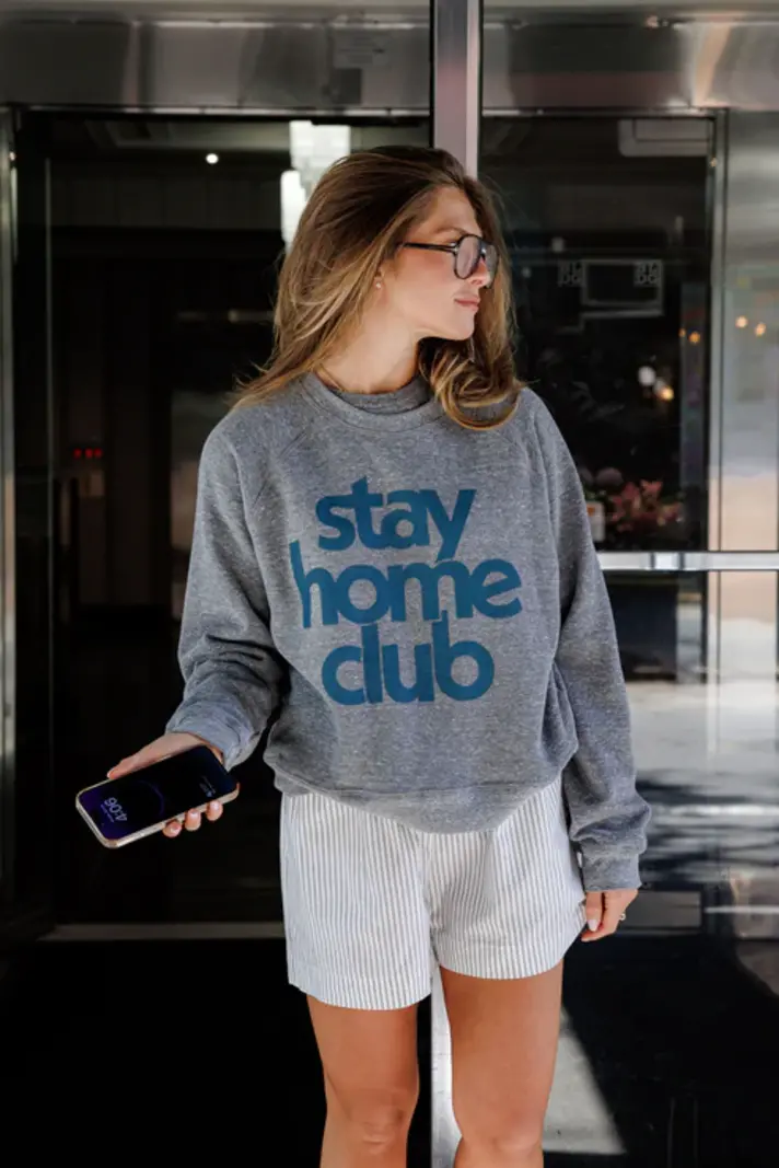 Sunny Somewhere Stay Home Club-Raglan Crew
