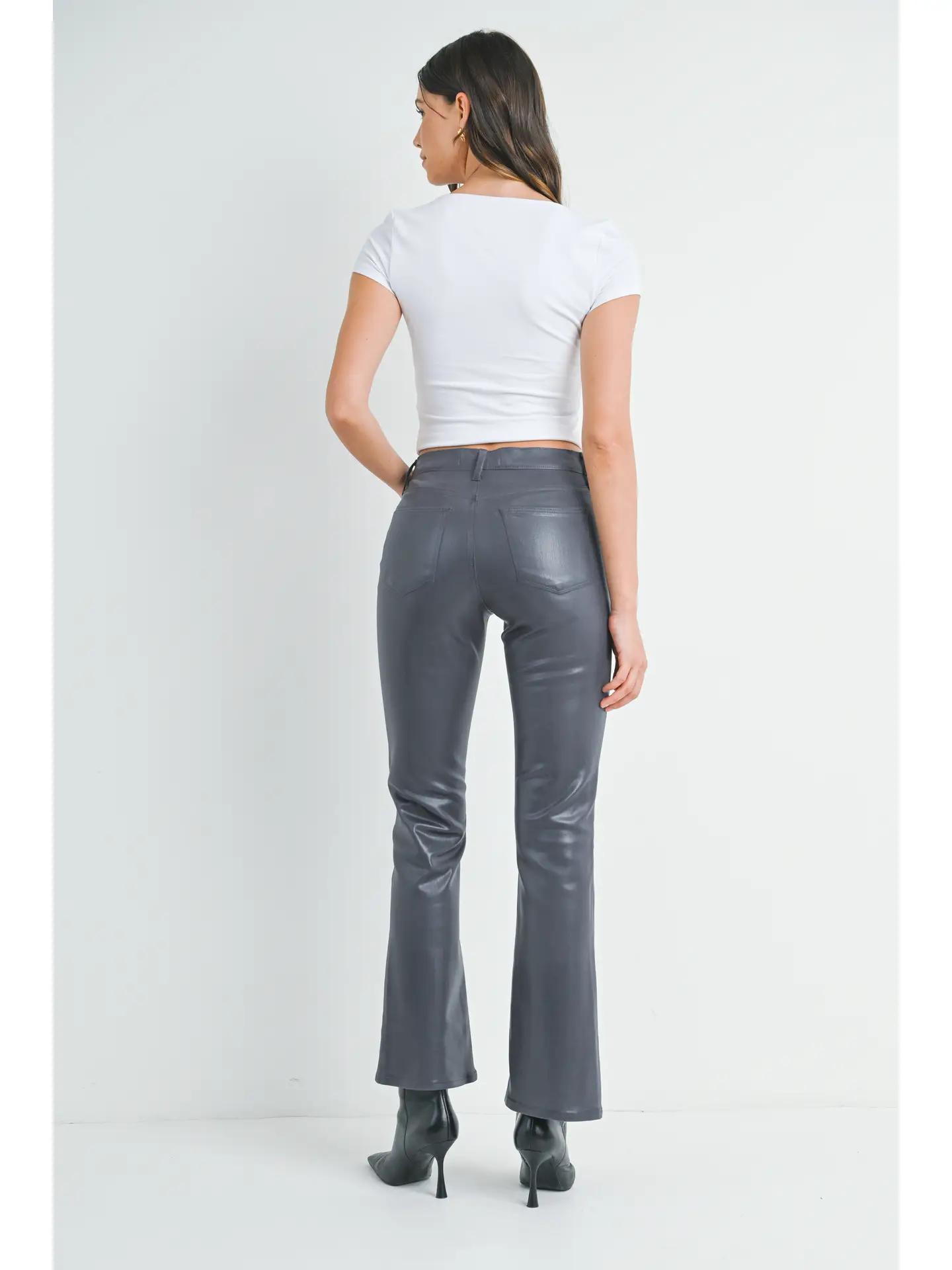 Just Black Denim High Rise Coated Cropped Flare