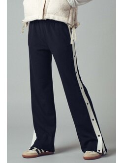 Snap Button Contrast Stripe Track Pant