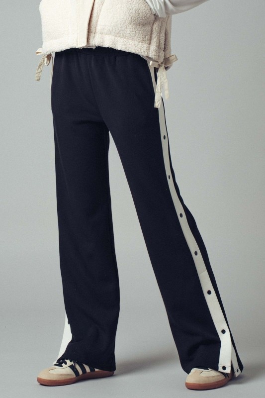 Snap Button Contrast Stripe Track Pant