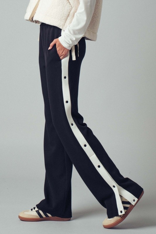 Snap Button Contrast Stripe Track Pant