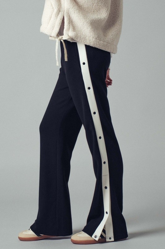 Snap Button Contrast Stripe Track Pant