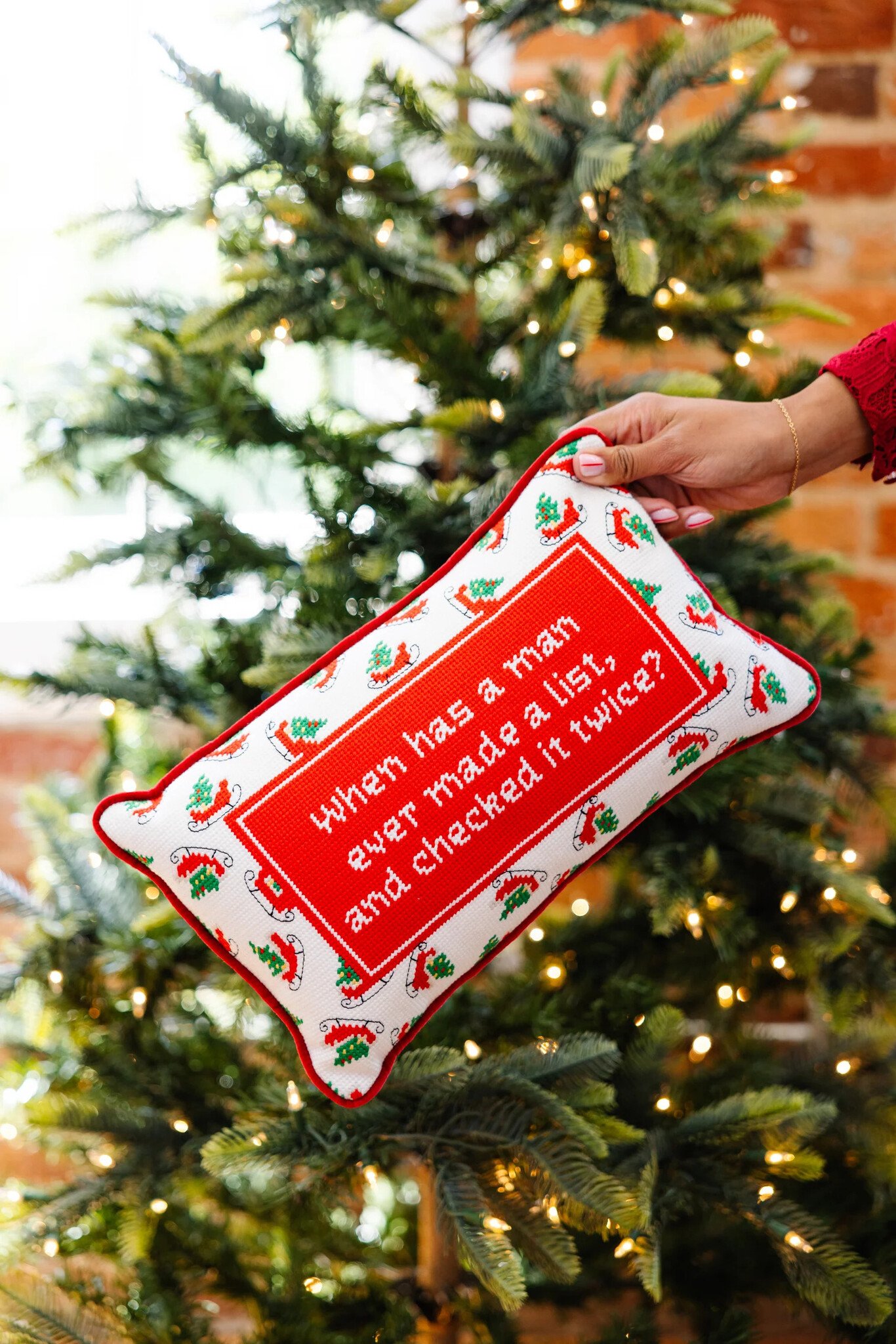 Furbish Studio Check It Twice Pillow