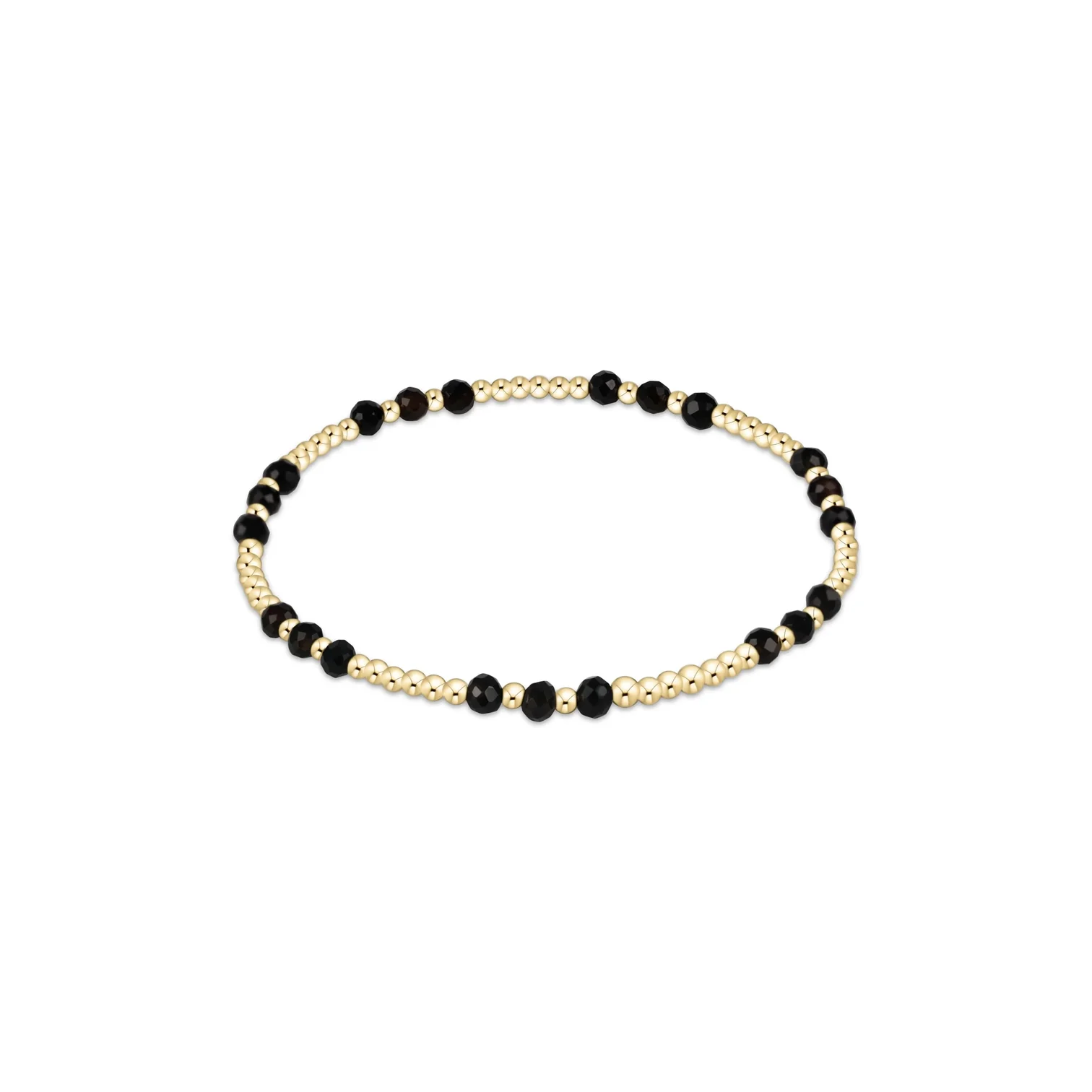 enewton Gemstone Gold Joy Pattern 3mm Bead Bracelet-Faceted Onyx