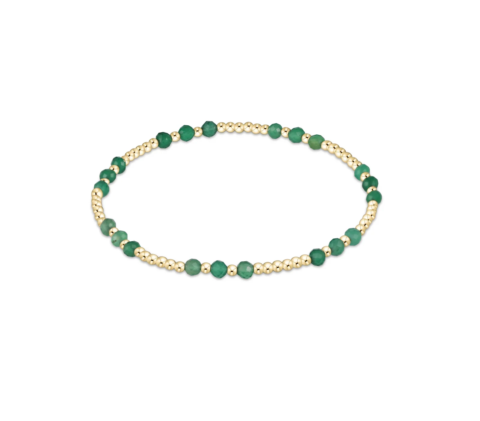 enewton Gemstone Gold Joy Pattern 3mm Bead Bracelet-Green Onyx