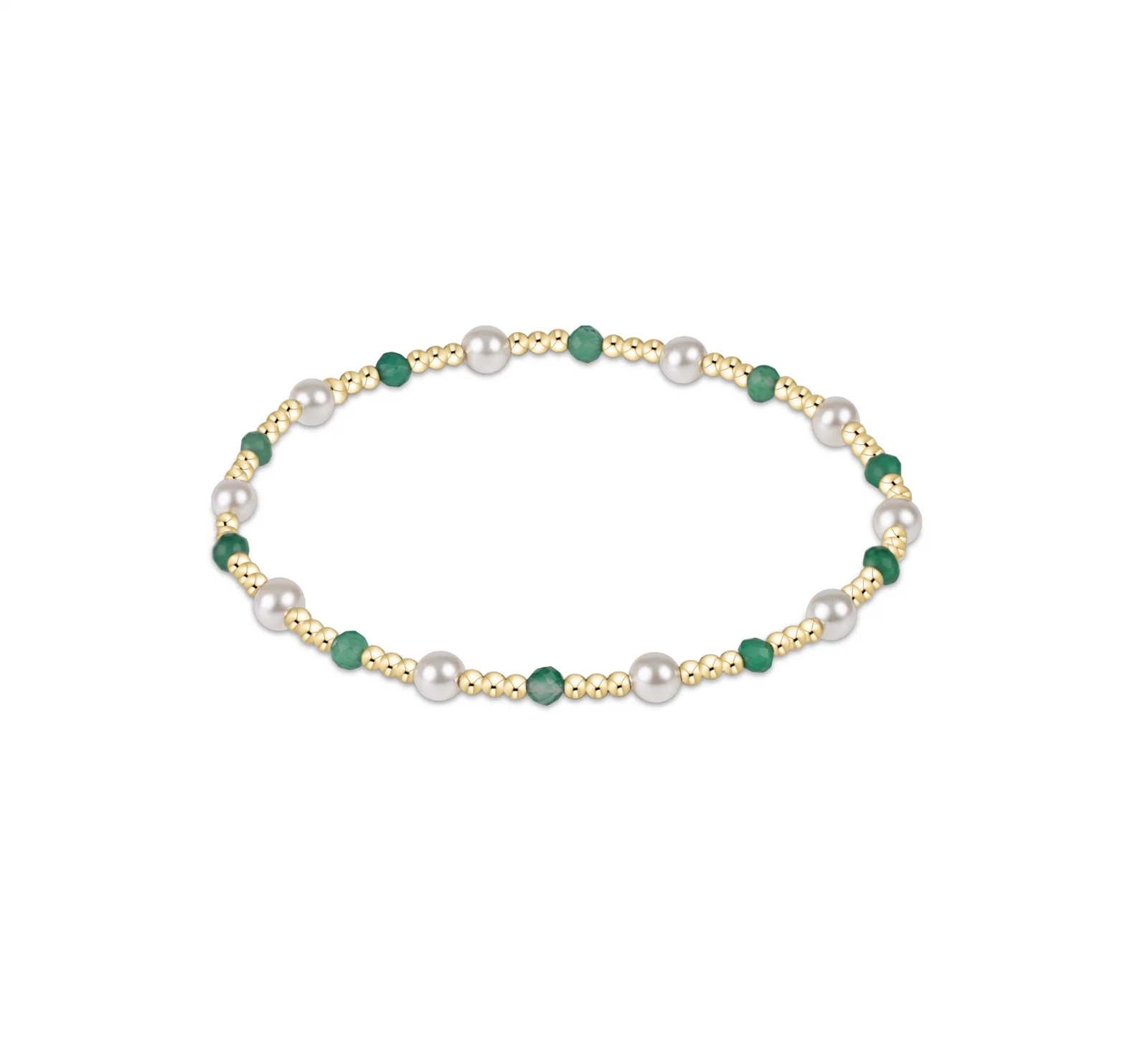 enewton Pearl Sincerity Pattern 4mm Bead Bracelet-Green Onyx