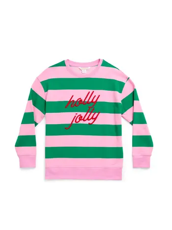 Holly Jolly Striped Classic Crew