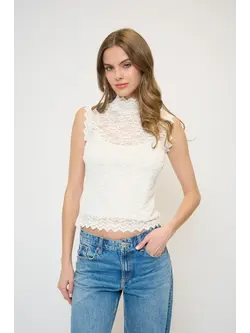 Central Park West Stella Sleeveless Stretch Lace Turtleneck