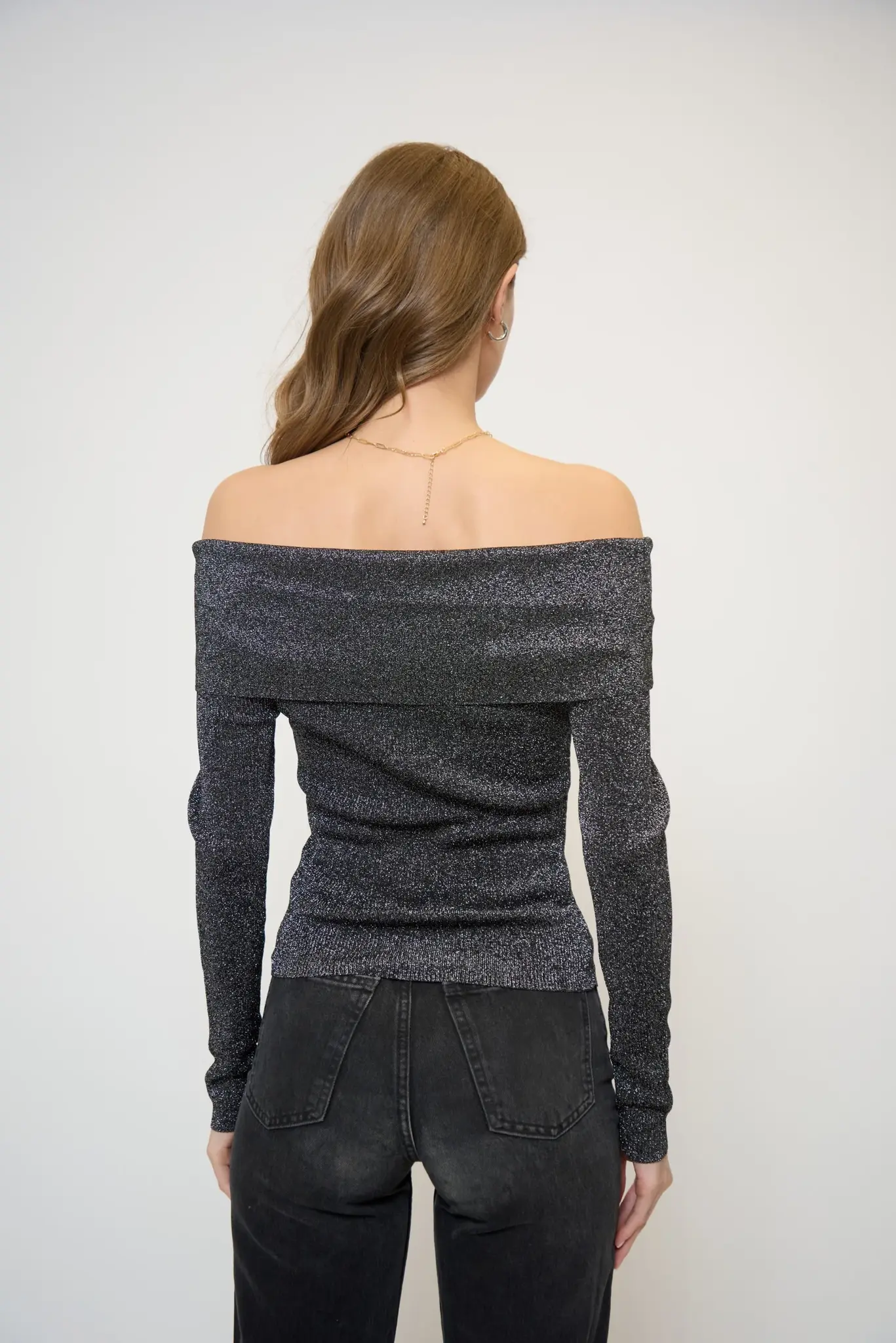 Central Park West Colette Ribbed Lurex Sweater