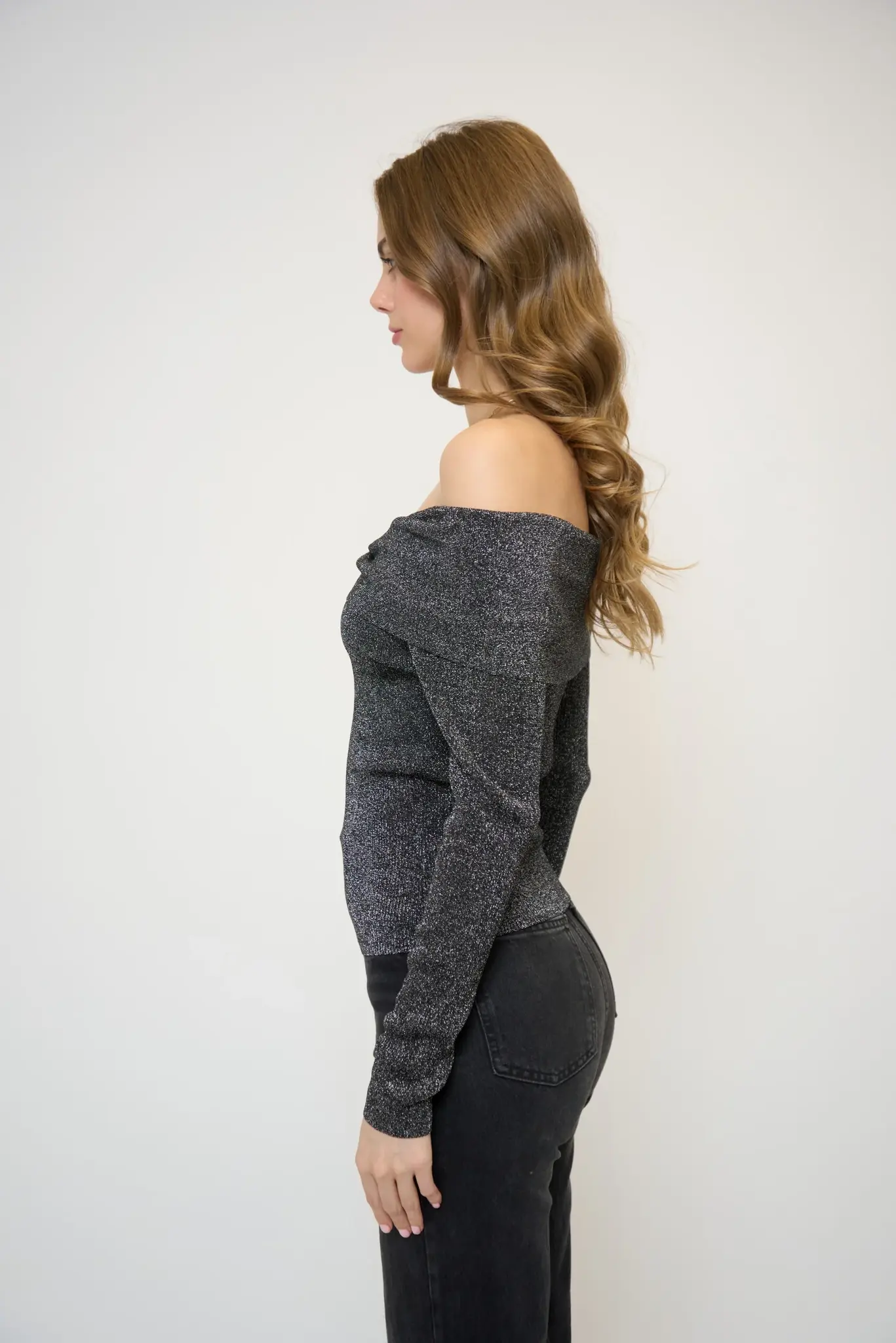 Central Park West Colette Ribbed Lurex Sweater
