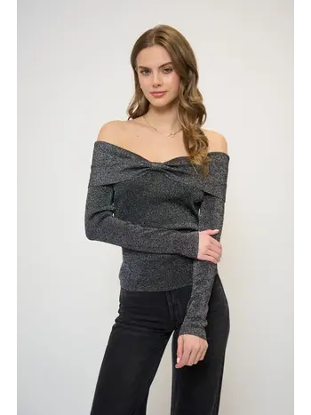 Central Park West Colette Ribbed Lurex Sweater