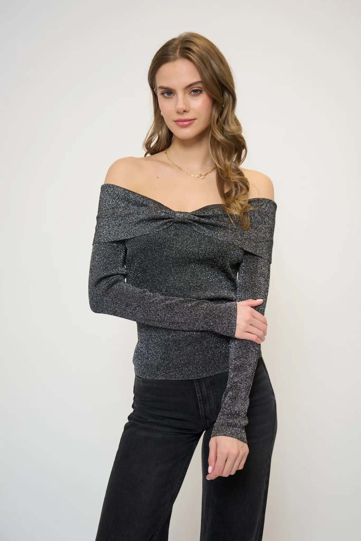 Central Park West Colette Ribbed Lurex Sweater