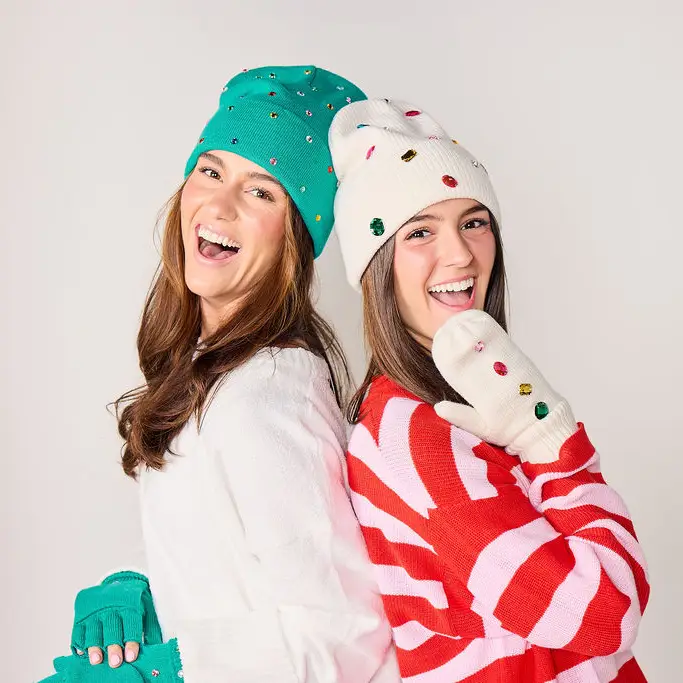 Packed Party Snow Cute Sparkle Beanie and Mittens