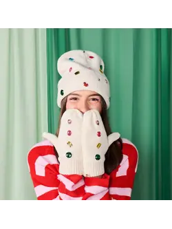 Packed Party Snow Cute Sparkle Beanie and Mittens