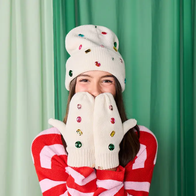 Packed Party Snow Cute Sparkle Beanie and Mittens