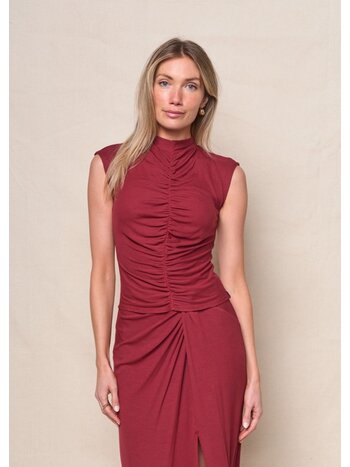 Stateside 2x1 Fine Rib Ruched Sleeveless Top