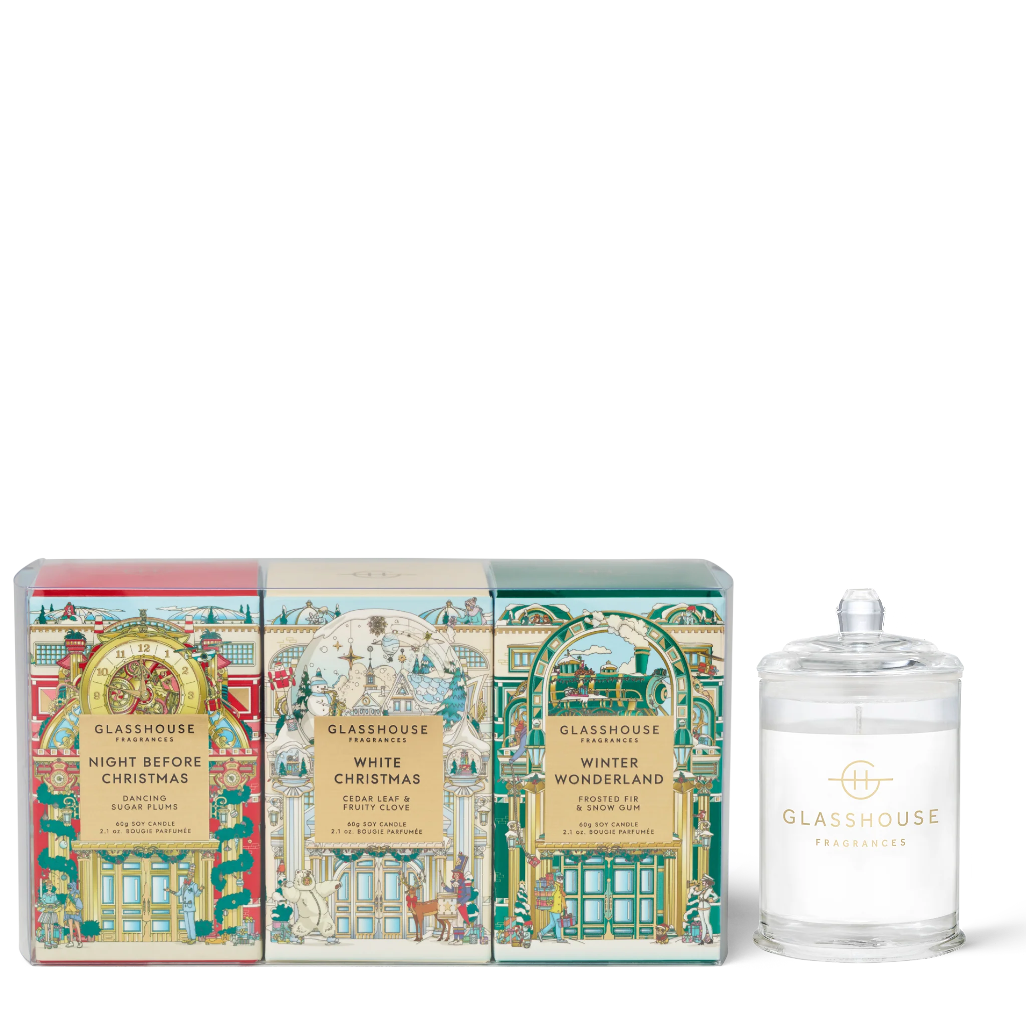 Glasshouse Fragrances Christmas Winter Wonderland Candle Trio