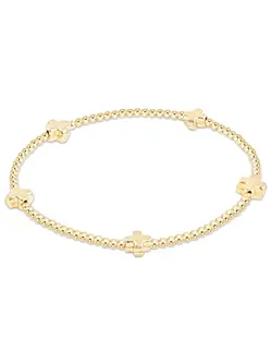 enewton Signature Cross Small Gold Pattern 2mm Bead Bracelet
