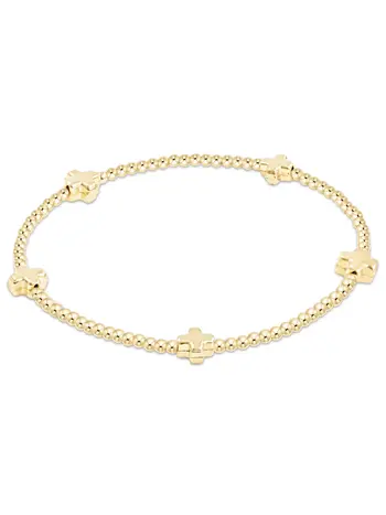 enewton Signature Cross Small Gold Pattern 2mm Bead Bracelet