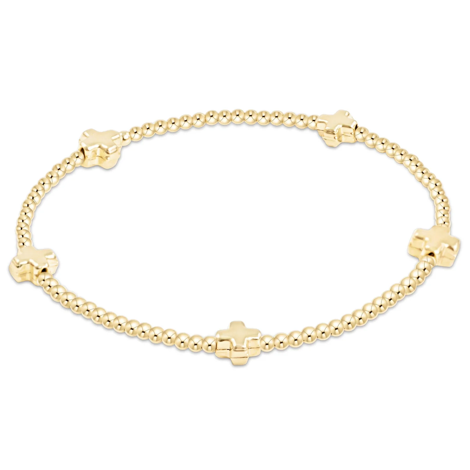 enewton Signature Cross Small Gold Pattern 2mm Bead Bracelet