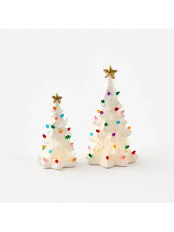 One Hundred 80 Degrees White Lighted Christmas Tree Set of 2