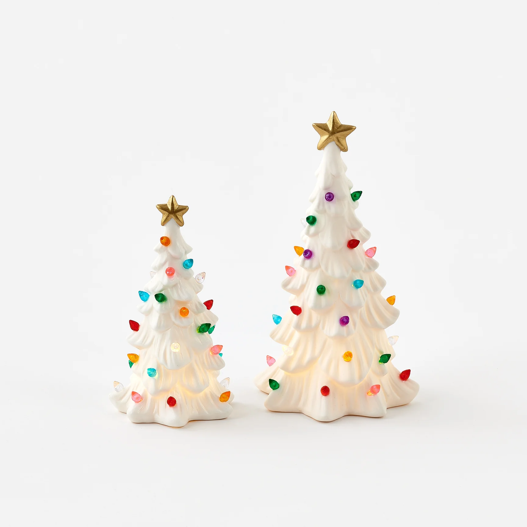 One Hundred 80 Degrees White Lighted Christmas Tree Set of 2