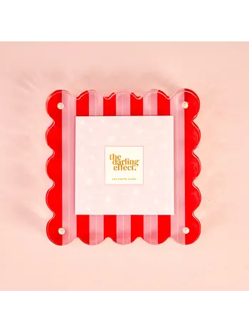 The Darling Effect Peppermint Stripes Square Scalloped Frame