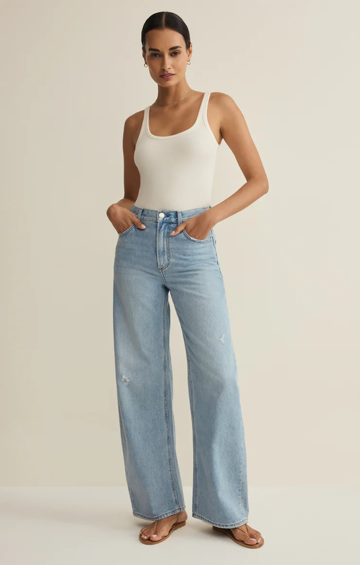 Z Supply Remi High Rise Bowed Wide Leg Jean