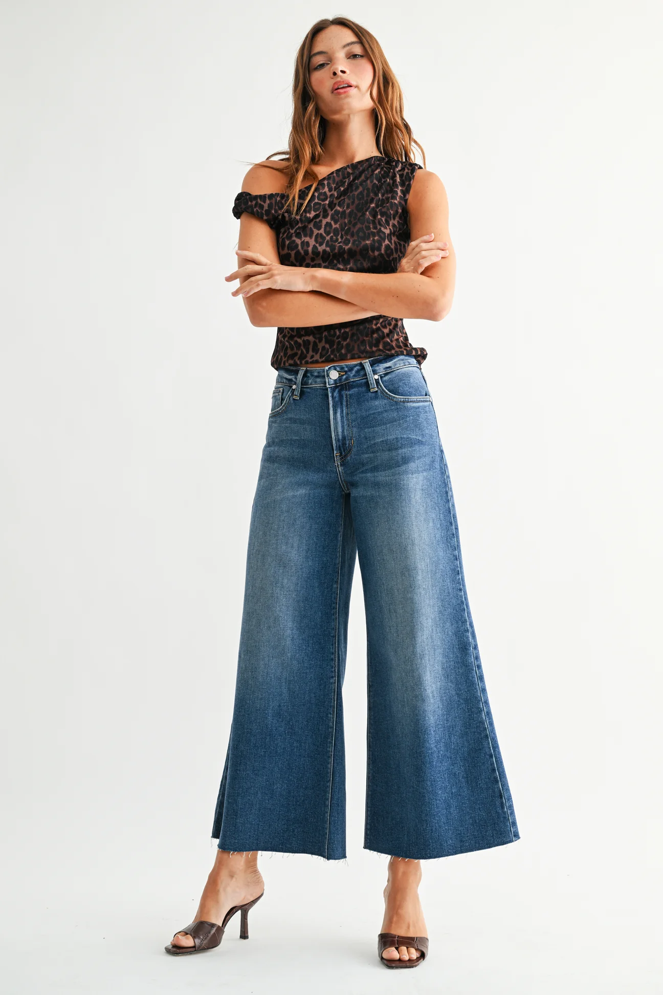 Just Black Denim Wide Leg Flare Crop