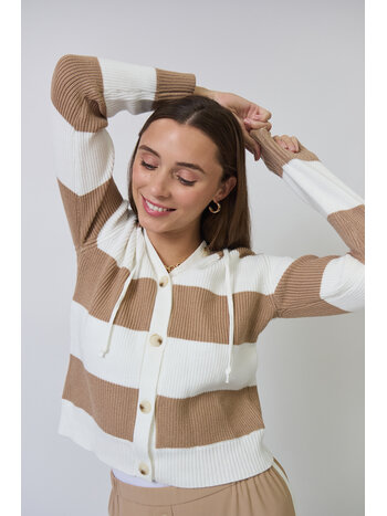 Central Park West Chloe Hooded Rugby Cardigan