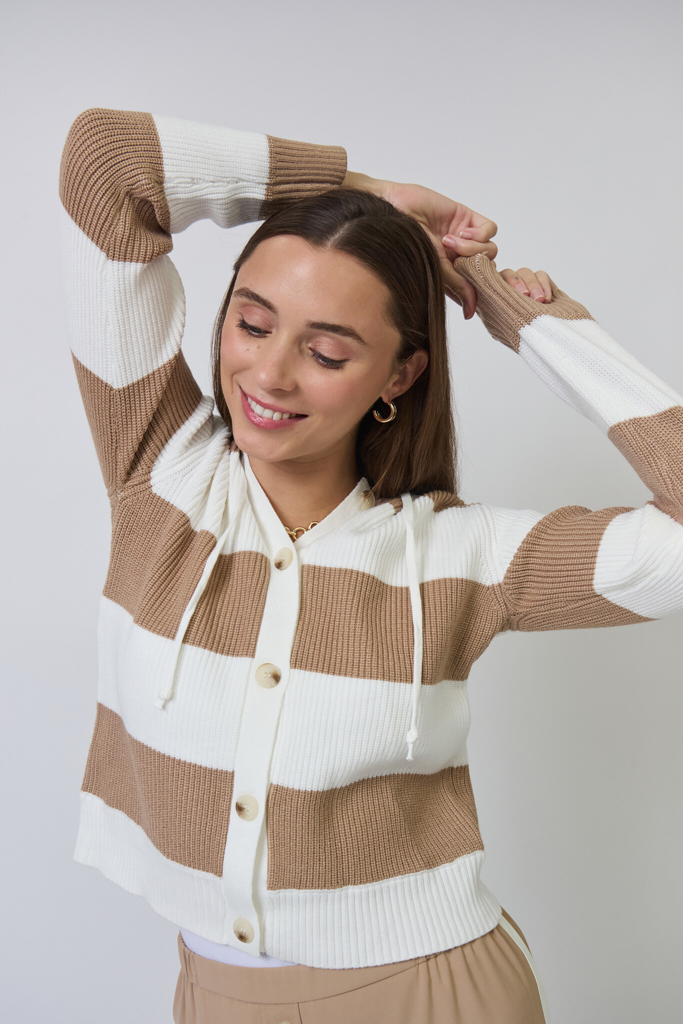 Central Park West Chloe Hooded Rugby Cardigan