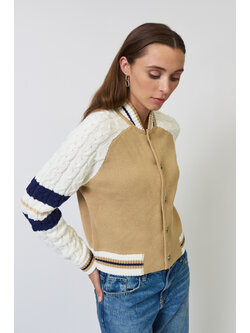 Central Park West Chloe Cable Sleeve Knit Bomber