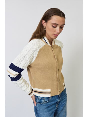 Central Park West Chloe Cable Sleeve Knit Bomber