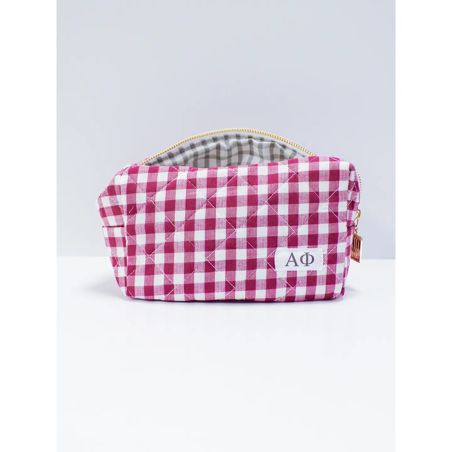 Duo Threads Sorority Gingham Quilted Makeup Bag
