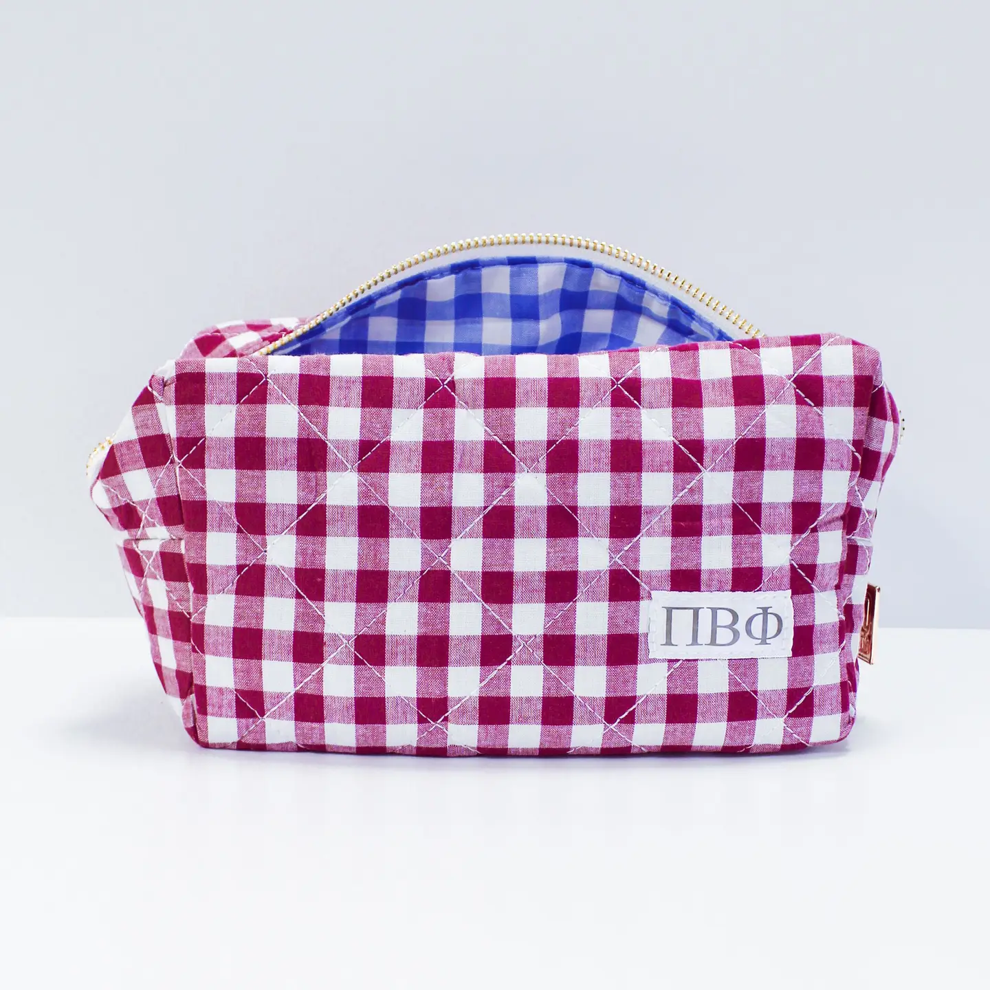 Duo Threads Sorority Gingham Quilted Makeup Bag