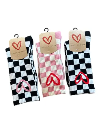 House of Shan Imperfect Heart Checkered Socks