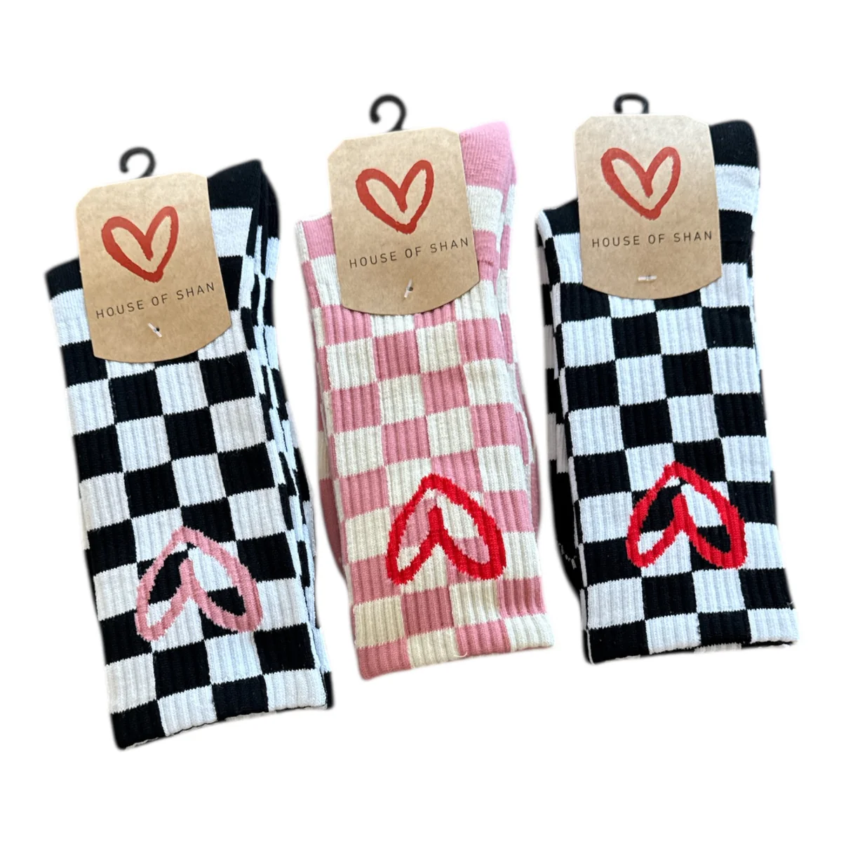 House of Shan Imperfect Heart Checkered Socks