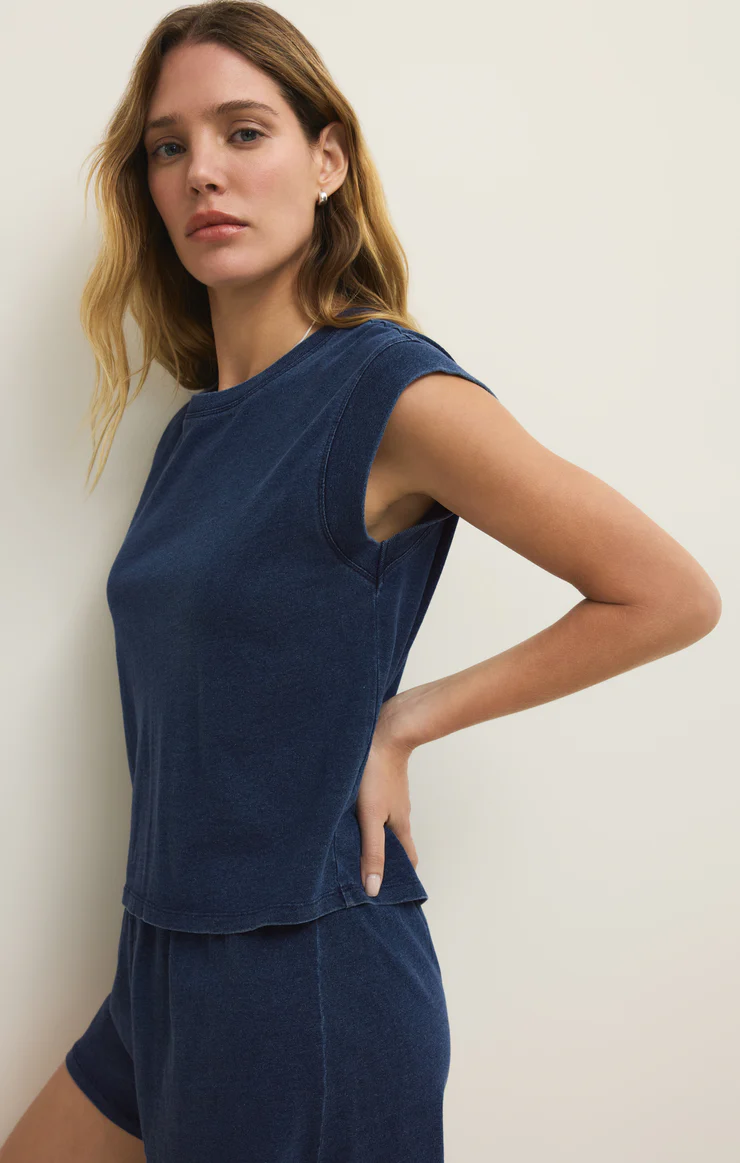 Z Supply Camino Jersey Denim Top