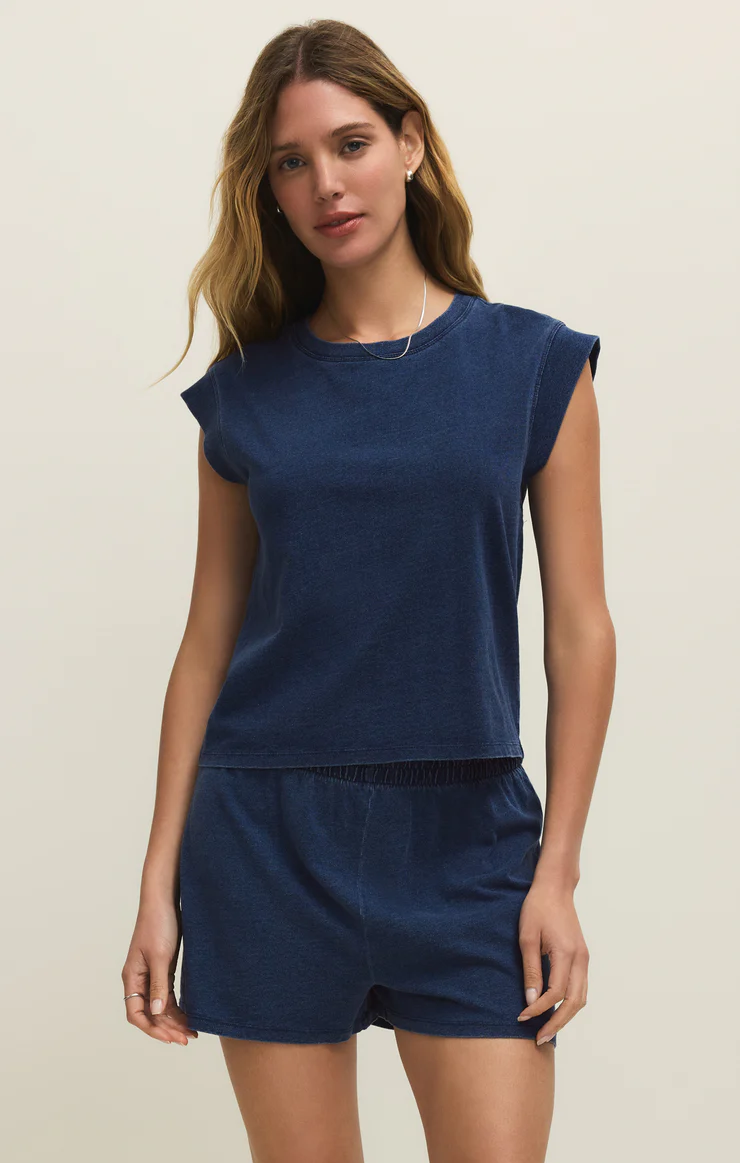 Z Supply Camino Jersey Denim Top
