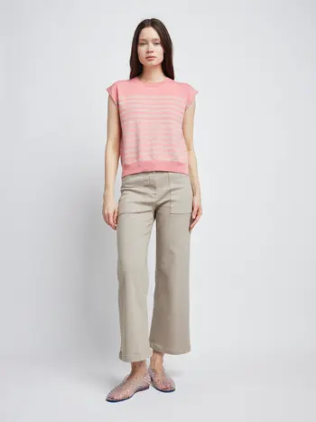 Self Contrast Amy Crew Cap Sweater Tee