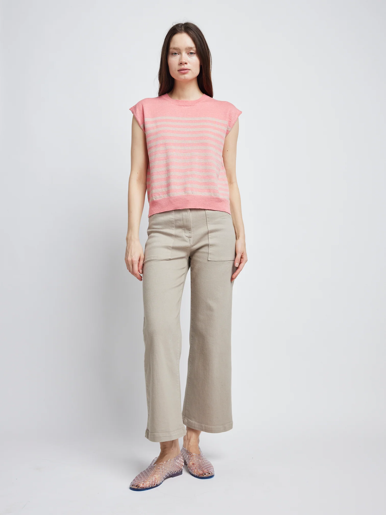 Self Contrast Amy Crew Cap Sweater Tee