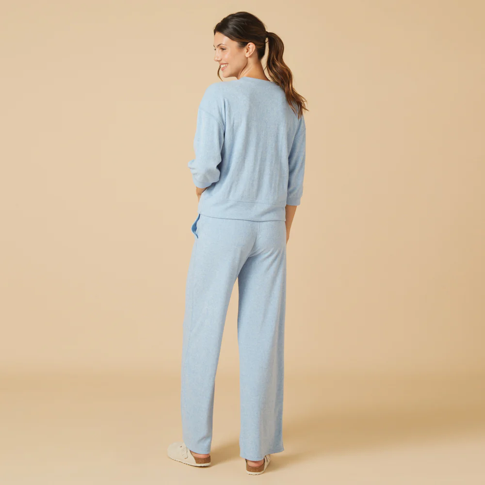 Softies Terry Cropped Sleeve Crewneck w/Wide Leg Pant