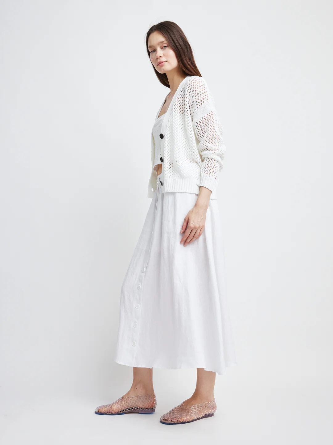 Self Contrast Maggie Fishnet Cardigan