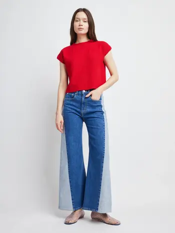 Self Contrast Gillian Crop Sweater Tee